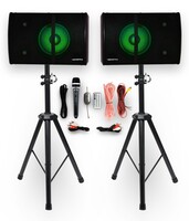 500W STEREO KARAOKE SYSTEM WITH BLUETOOTH, MP3, FM, LED LIGHT EFFECTS AND WIRELESS VOCAL MICROPHONE